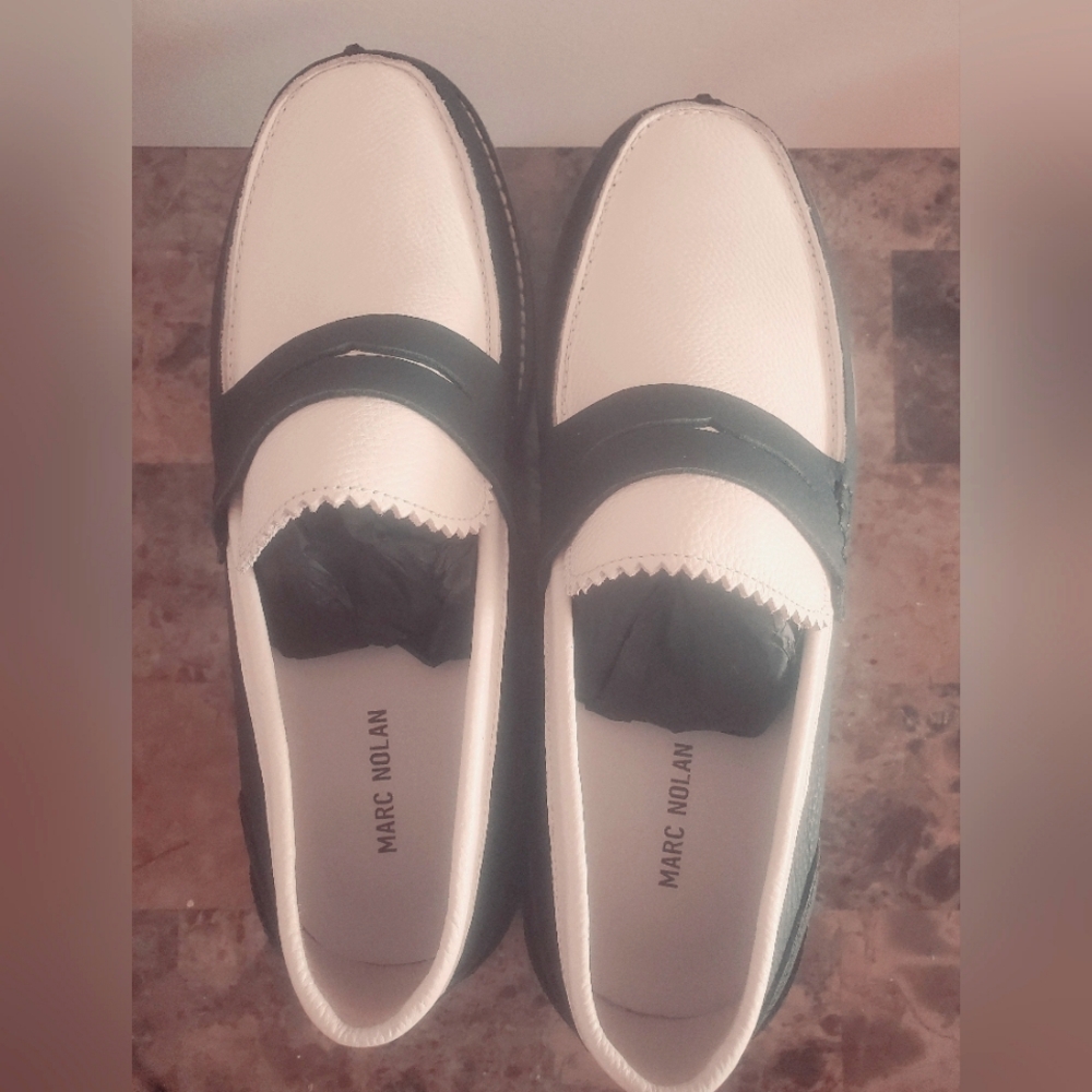 Marc Nolan Black And White Loafers